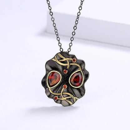 Black & Gold Style Necklaces Red Zircon Pendant Chain