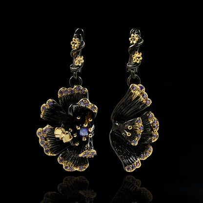 Asymmetrical Puzzle Fit Floral Zircon Earrings