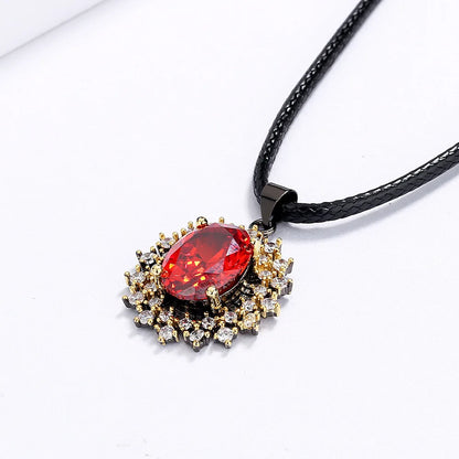 Sunflower Necklaces Red Zircon Gemstones