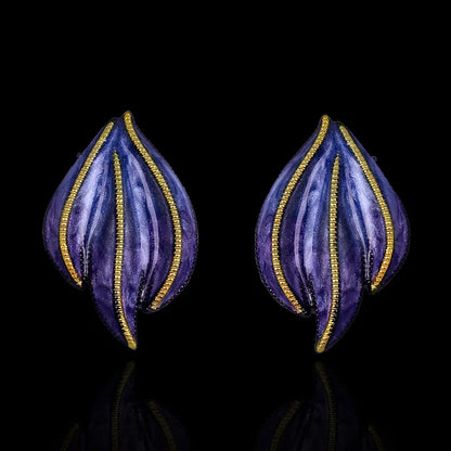 Black & Gold Style Earrings Blue Epoxy Earrings