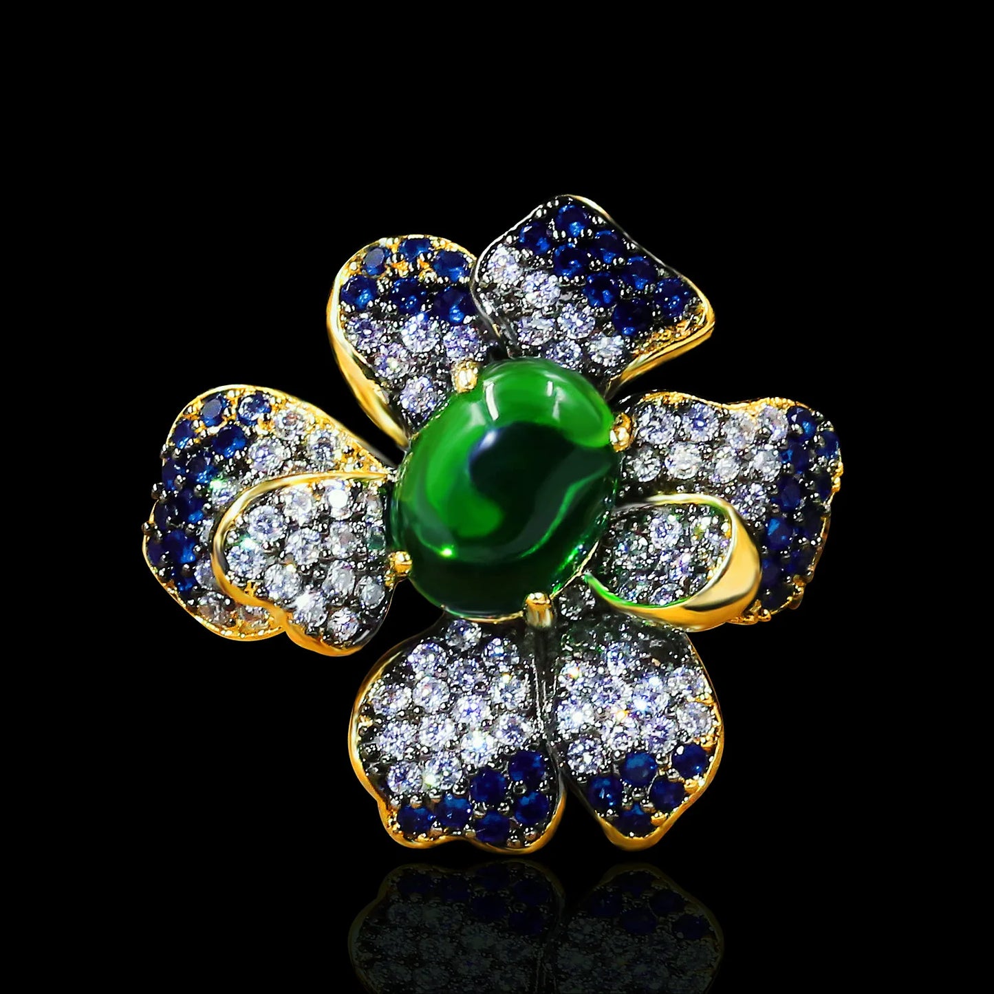 Flower Zircon Rings Emerald Atmosphere Rings Banquet