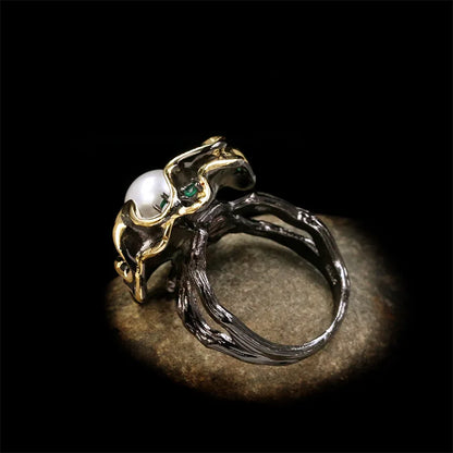 Natural Baroque Pearl Flower Rings