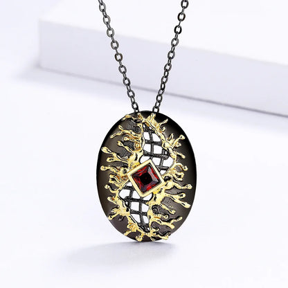 Leaf Necklaces Red Zircon Necklace Chain