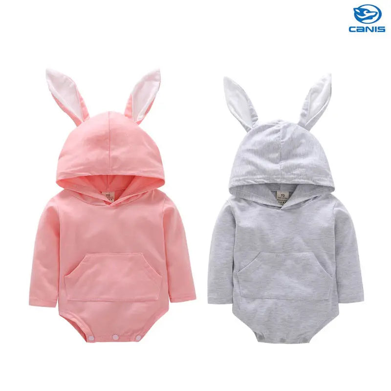 Girl's & Boy's Hooded Easter Bunny Ears Rompers