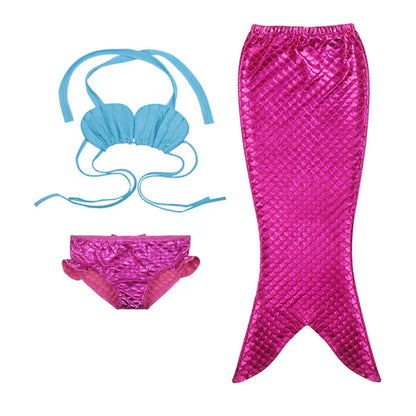 3Pcs Set New Kids Girls Mermaid Tail Swimmable Bikini Set Swimwear Swim Costume