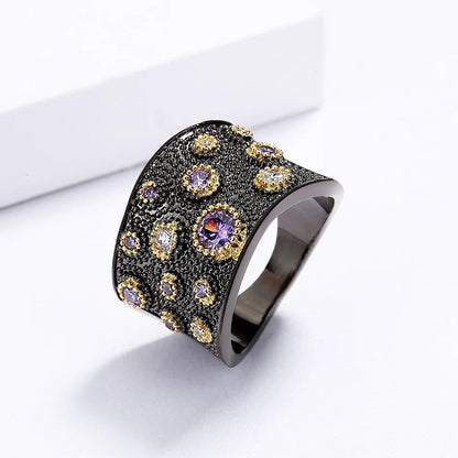 Rings Zircon Rings Black & Gold Style Rings