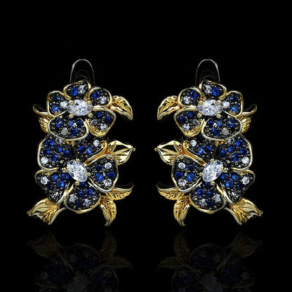 Micro Blue Zircon Flower Earrings