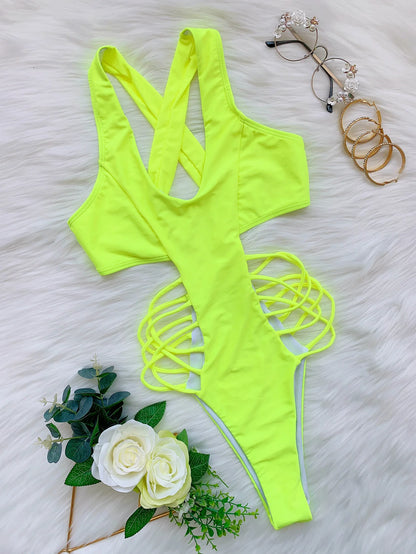 One Piece String Monokini Swimsuit