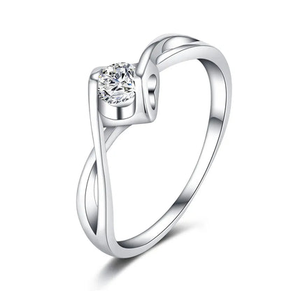 Crystal Zircon Solitaire Sterling Silver Promise Ring