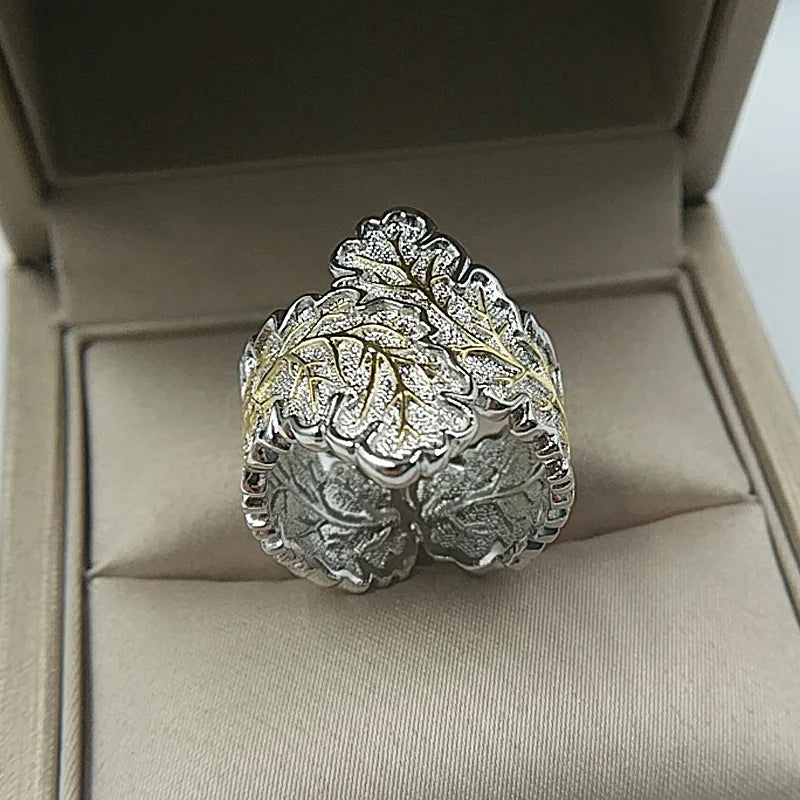 Vintage Embossed Leaf Ring