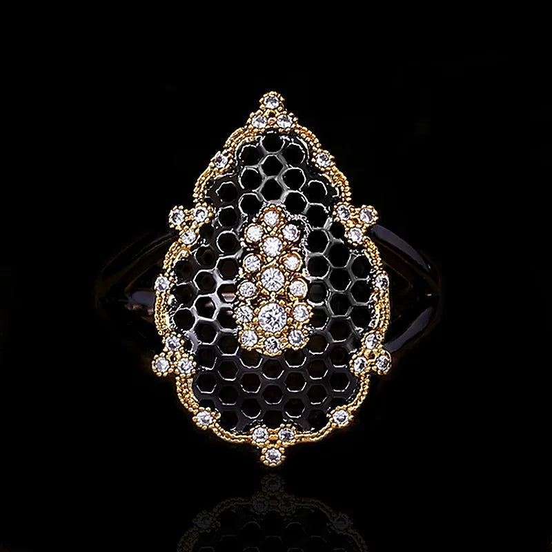 Black & Gold Style Micro- Rings Zircon Rings