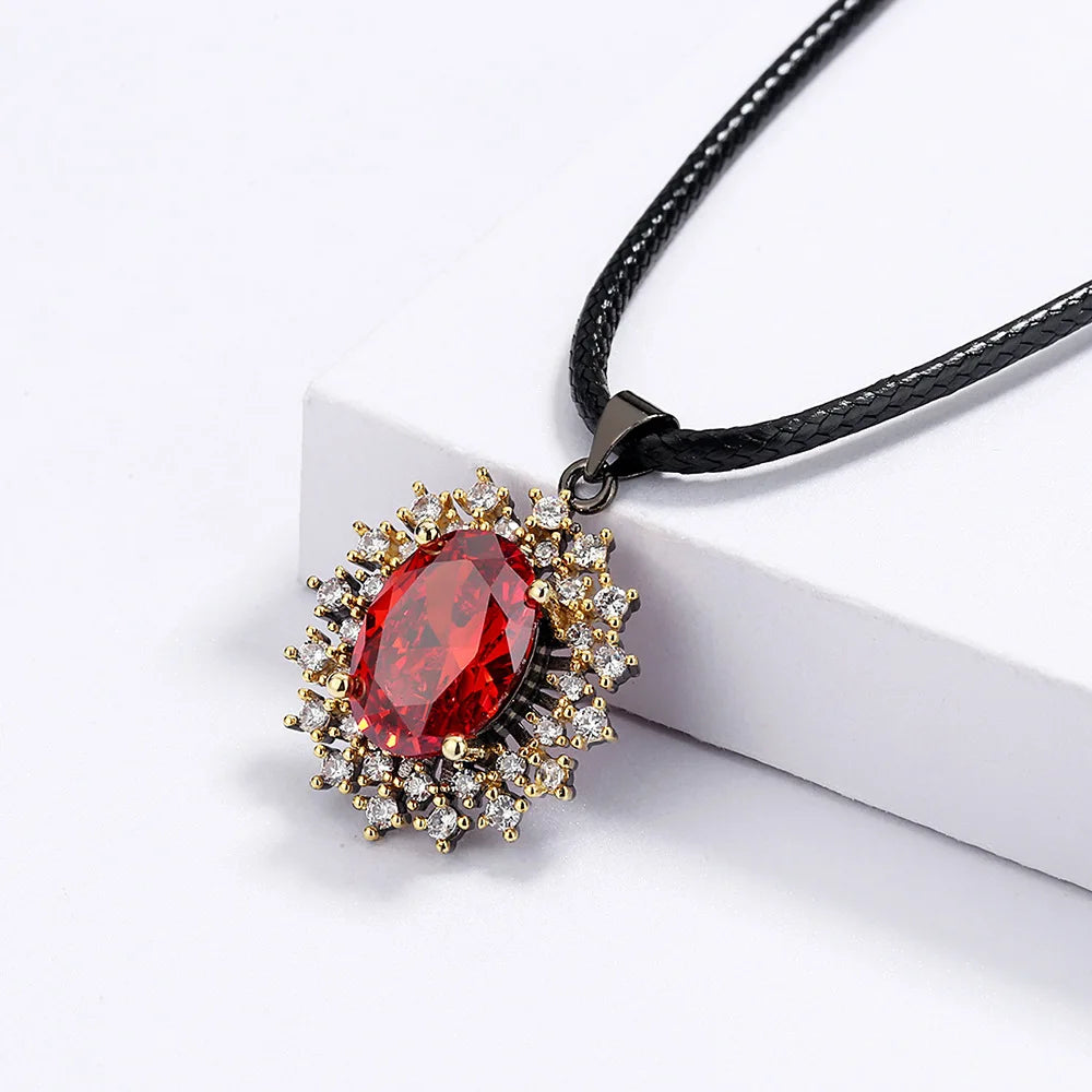 Sunflower Necklaces Red Zircon Gemstones