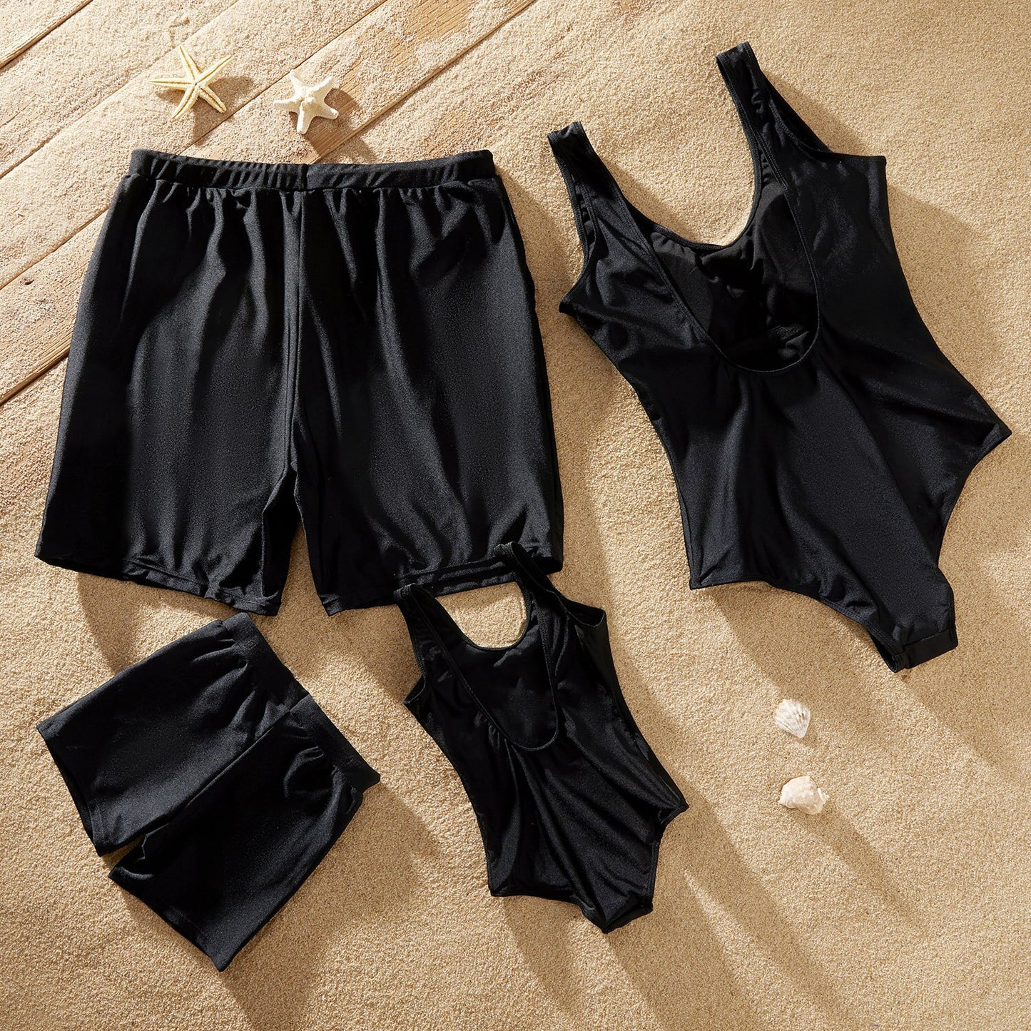 Family Matching! Solid Black "Got it from" One Piece Swimsuits & Trunks