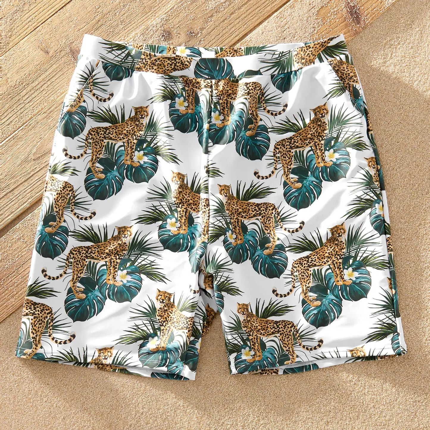 Family Matching! New Summer Ruffle Hem Jungle Tiger Print Family Matching Swimsuits Famliy Look