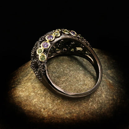 Ring Black Zircon Men Black & Gold Style