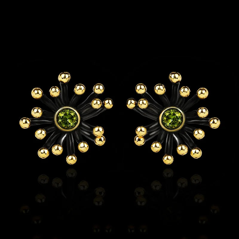 Black & Gold Style Earrings Petal Wild Earrings Gold Flower Heart Earrings