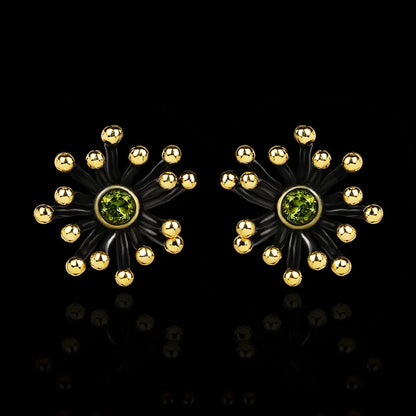Black & Gold Style Earrings Petal Wild Earrings Gold Flower Heart Earrings