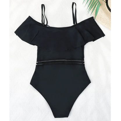 Ruffled Off The Shoulder One Piece Monokini Swimsuit