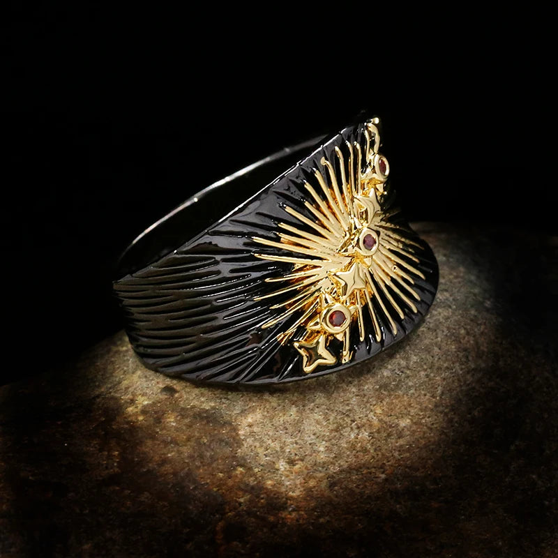 Black & Gold Style Starburst Rings