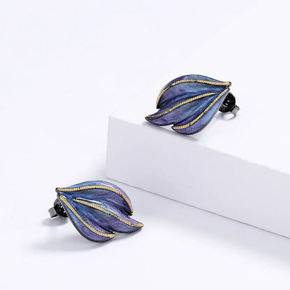 Black & Gold Style Earrings Blue Epoxy Earrings