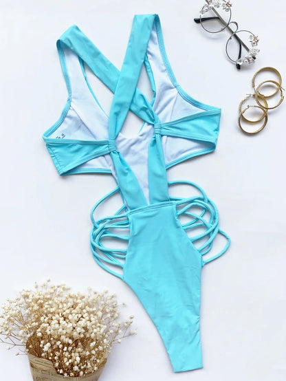 One Piece String Monokini Swimsuit