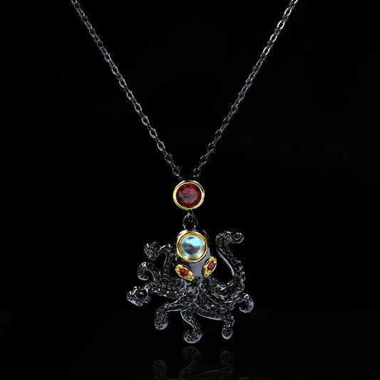 Black & Gold Style Octopus Zircon Necklace