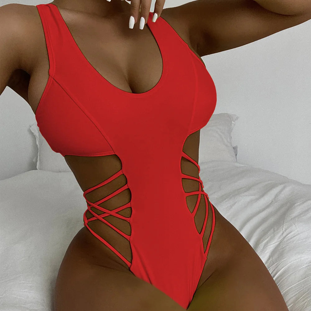 One Piece String Monokini Swimsuit