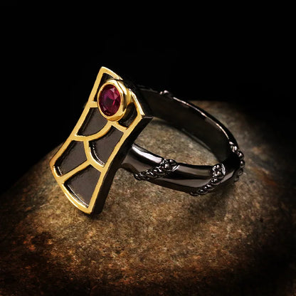 Zircon Rings Geometric Red Zircon Black & Gold Style Twist Rings