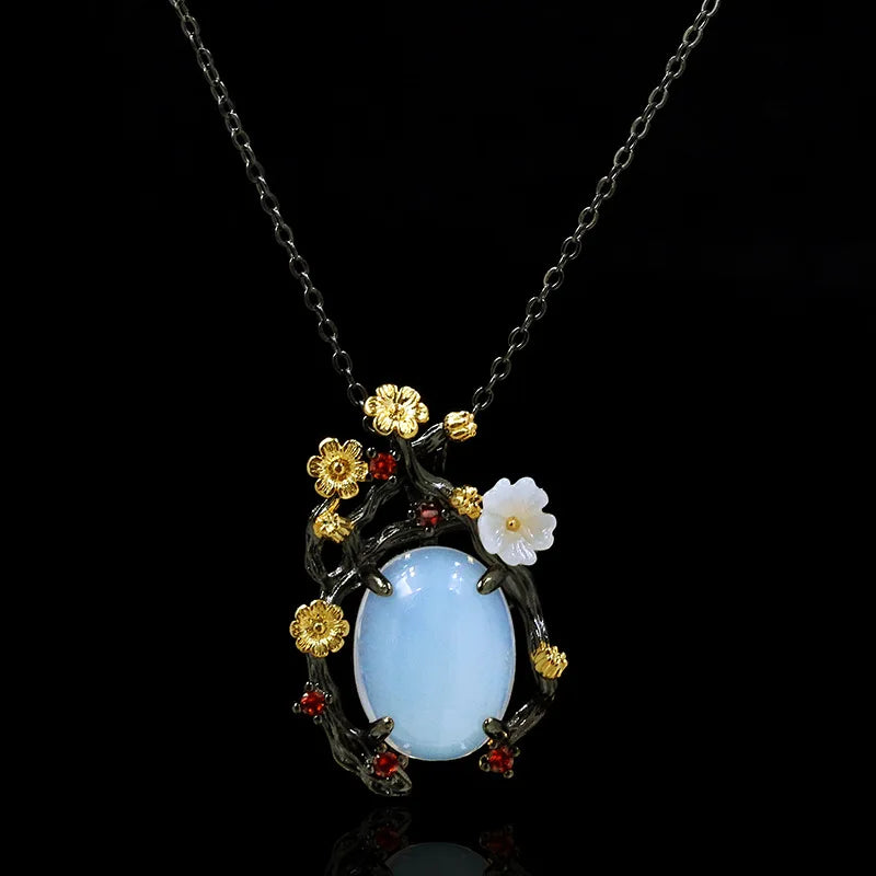 Fresh Flower White Jade Necklaces Flower Necklace