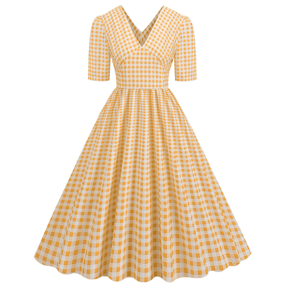 Womens Vintage Checkered Dresses