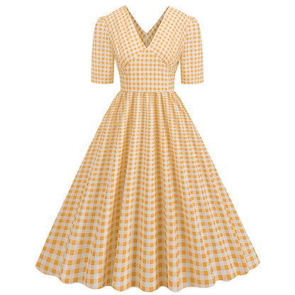 Womens Vintage Checkered Dresses