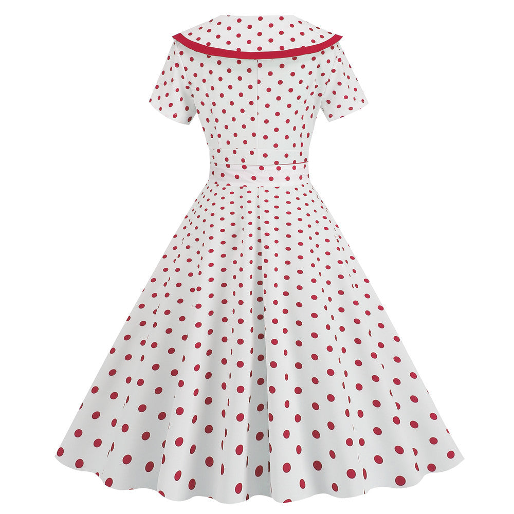 Womens Sleeveless Short Sleeve Dot Dresses