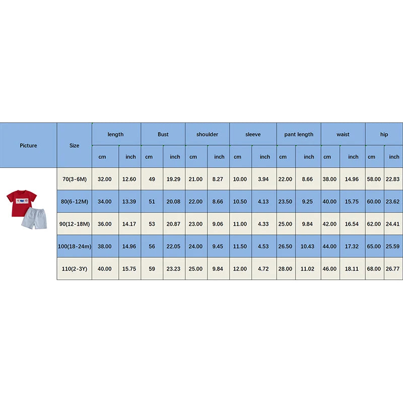 Boy's 2-Piece Embroidered 4th of July T-Shirts & Striped Shorts Sets
