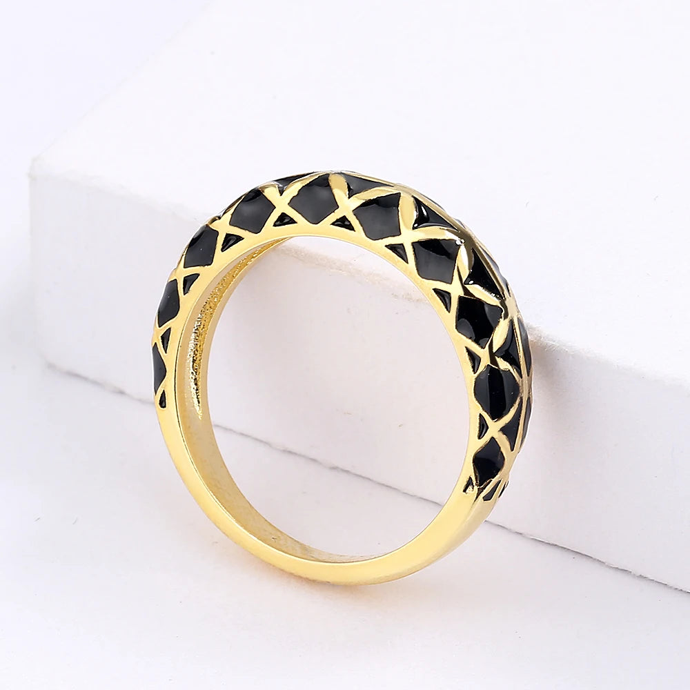 Classic Rings Black & Gold Style Rings Geometric Rings