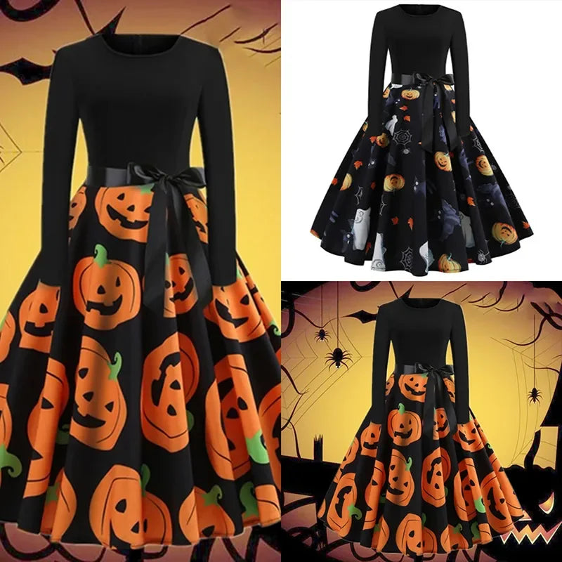 Halloween Dresses! Long Sleeve Pumpkin Party Dress