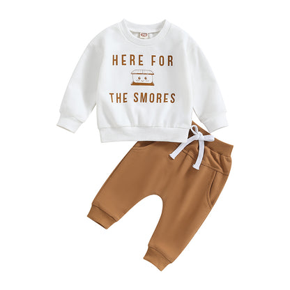 2-piece Thanksgiving Sets! Boy's & Girl's *Here For The Smores* Fall Sweatshirts & Sweatpants Outfits