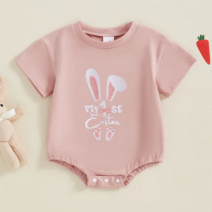 Girl's Embroidered Easter Bunny Onesies