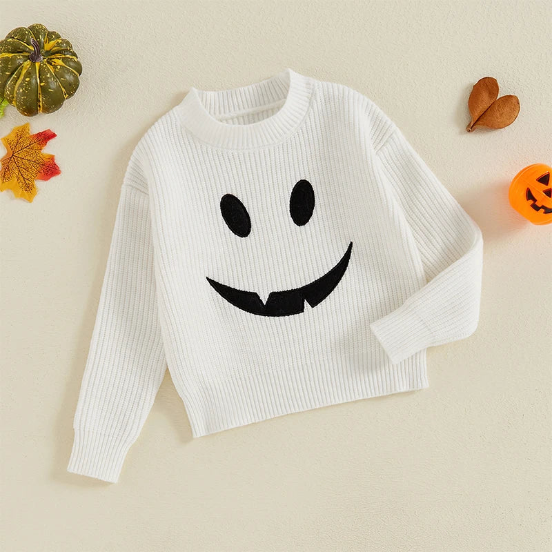 Halloween Sweaters! Boy’s & Girl’s Long Sleeve Embroidered Ghost, Sweaters