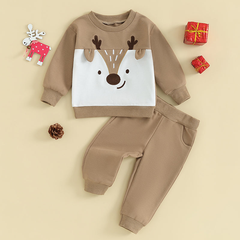 2-Piece Christmas Outfits! Boy’s Long Sleeve Sweatshirt & Pants Sets