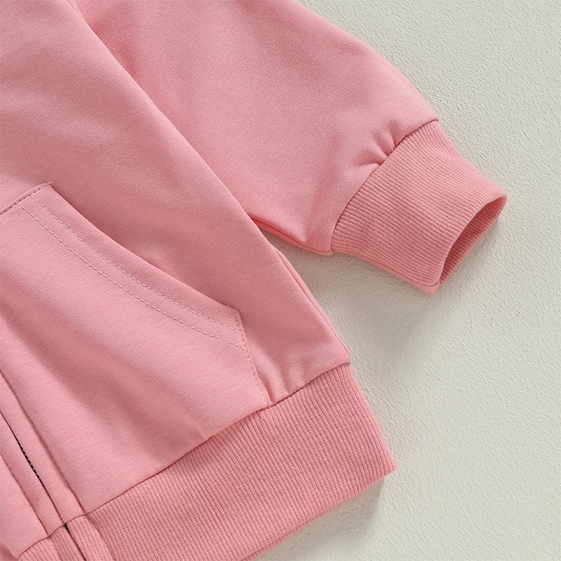 Boy's & Girl's Solid Hooded Zip Jackets