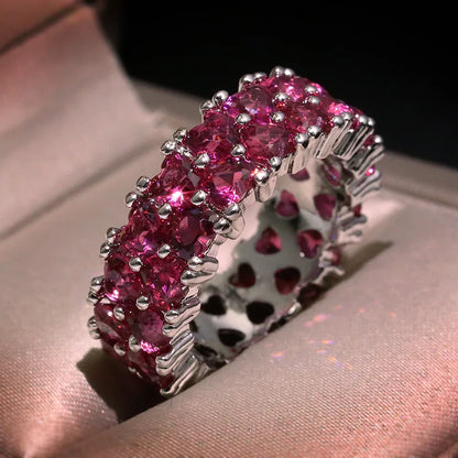 Oh My Heart! Bright Pink Crystal Zircon Rings