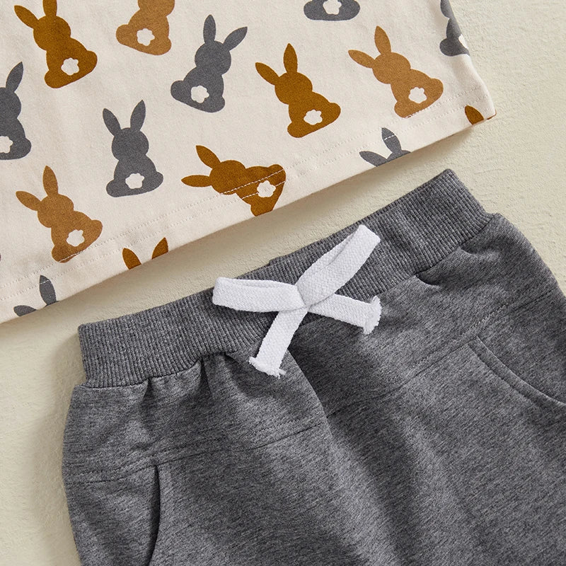 Boy's 2-Piece Easter Bunny Pocket T-Shirt & Shorts Sets