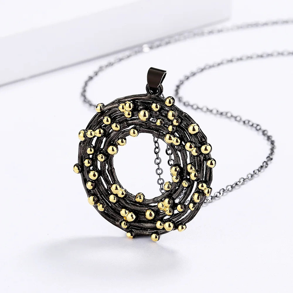 Necklace Polka Dot Circle Necklace Classic Black & Gold Style Chain