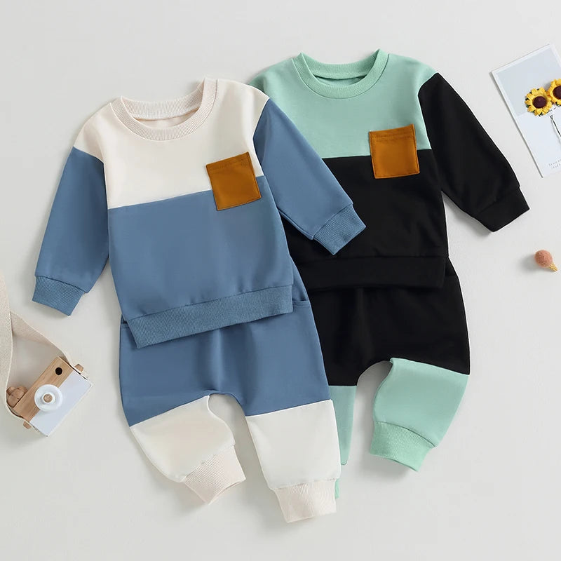 2-Piece Fall Outfits! Boy’s Long Sleeve Sweatshirt & Pants Sets