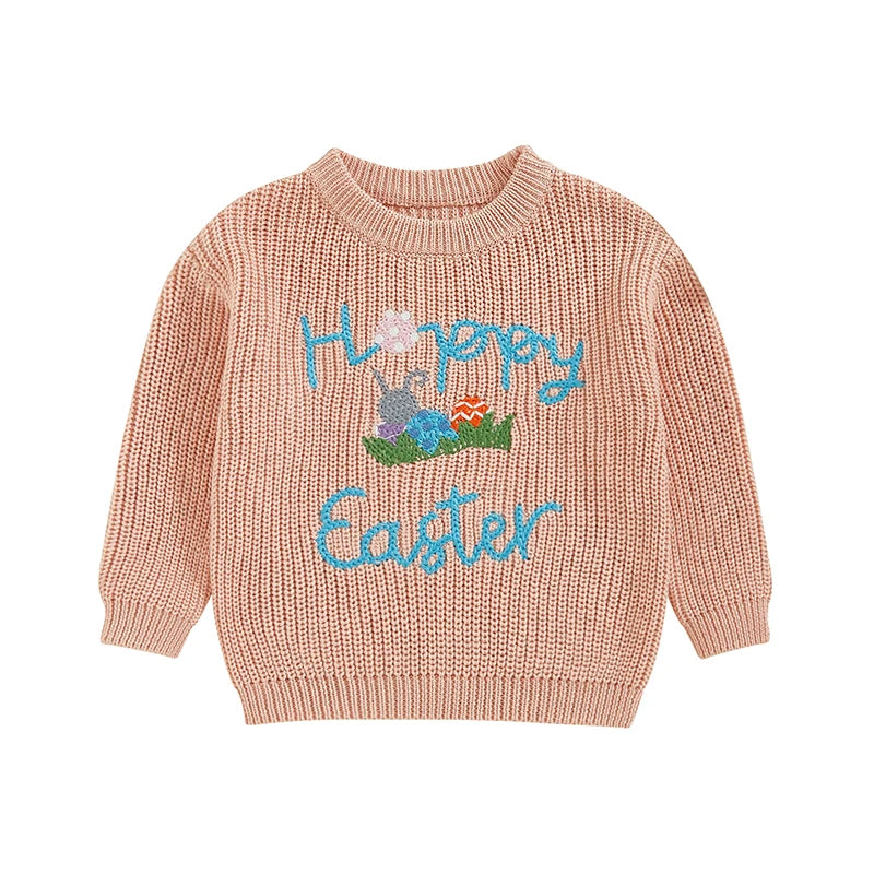 Girl's & Boy's Embroidered Easter Bunny & Eggs Sweaters