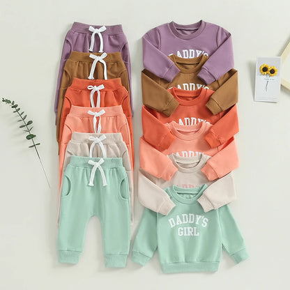 2-Piece Fall / Winter Outfits! Girl’s Letter Print "Daddy's Girl" Sweatshirt & Pants Sets