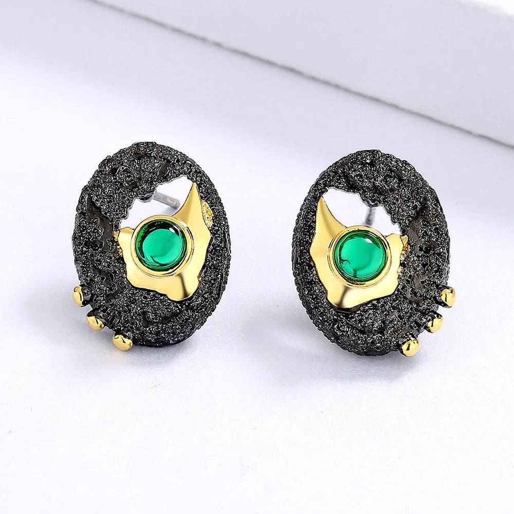 Black & Gold Style Emerald Zircon Earrings