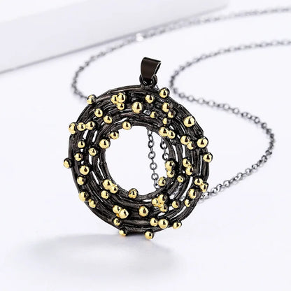 3-Piece Black & Gold Style Wreath Rings, Necklace & Earrings Sets