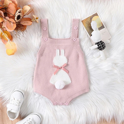 Girl's Easter Bunny Fluffy Tail Rompers