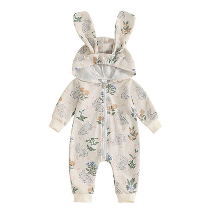 Girl's & Boy's Easter Carrot/Rabbit Hooded Jumpsuits